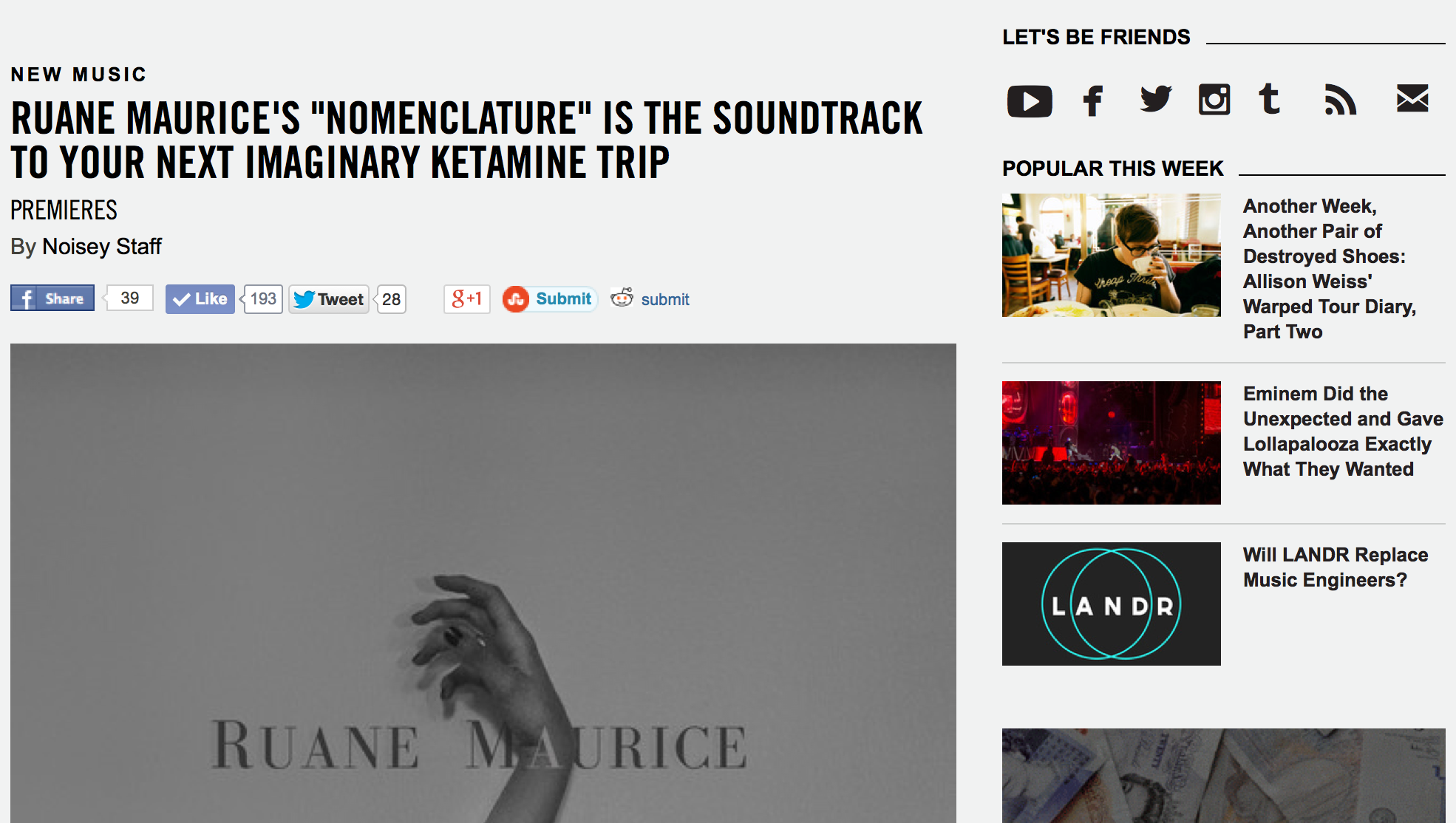 Ruane Maurice premieres debut single ‘Nomenclature’ via VICE / Noisey