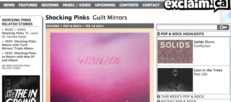 Canada’s Exclaim! gives Shocking Pinks 8 out of 10